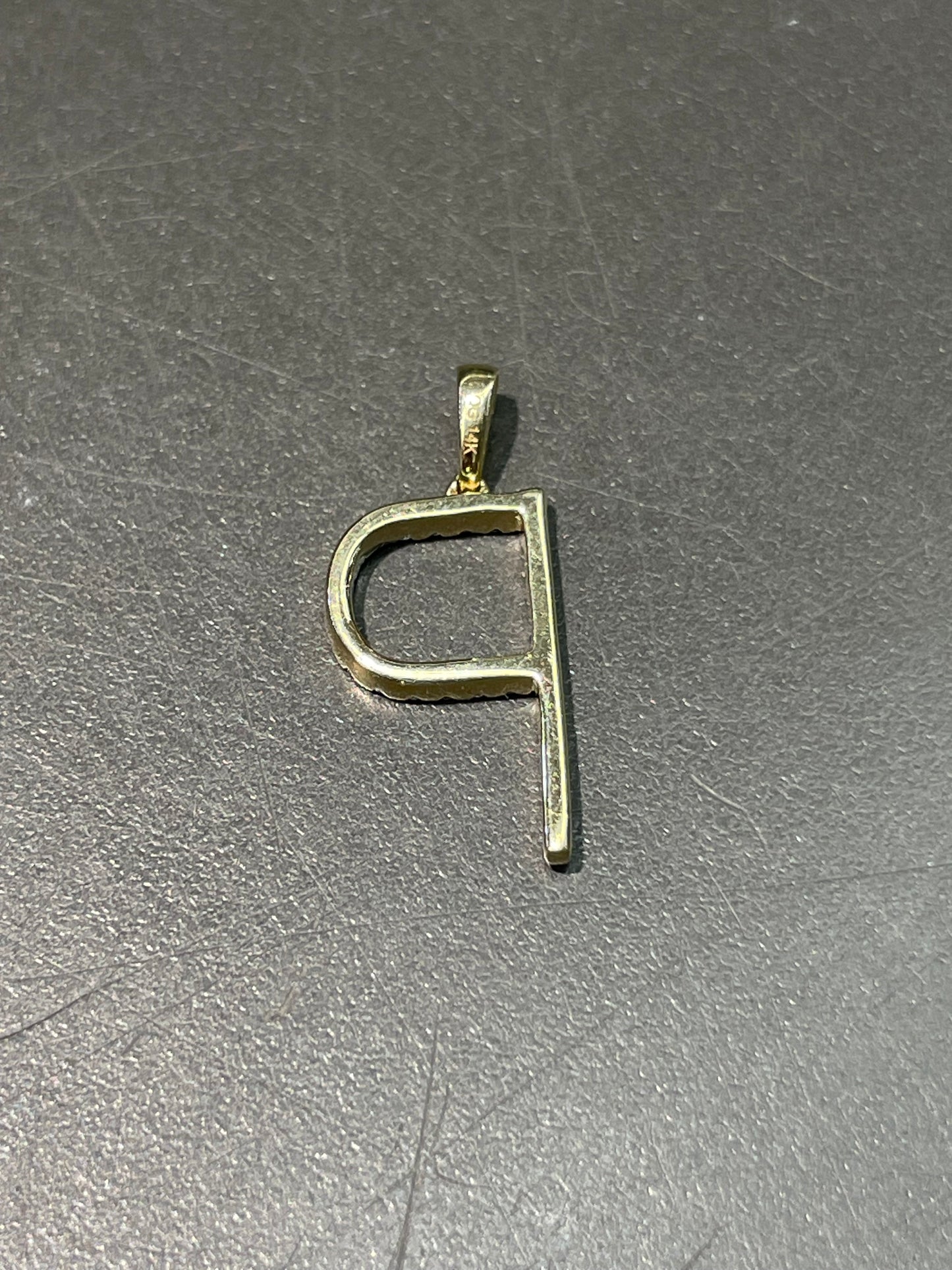 14K Gold Diamond Pavé Letter “P” Charm