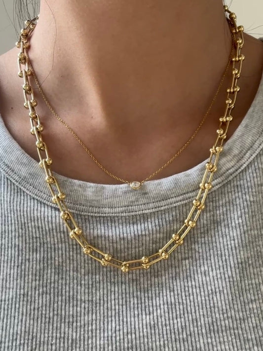 14K Yellow Gold Hardware Chain Link Necklace 20.0 inch