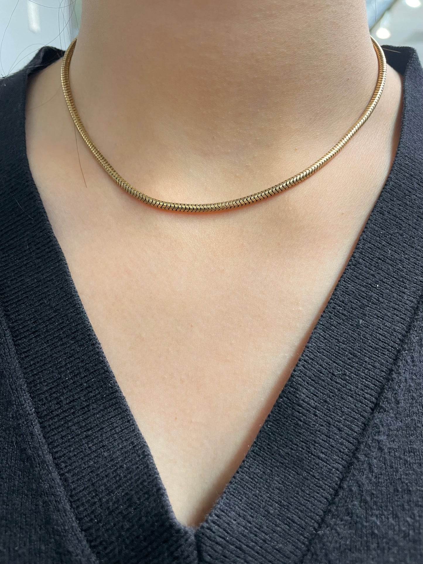 Antique Victorian 14K Yellow Gold Snake Chain Necklace 15.25 inches