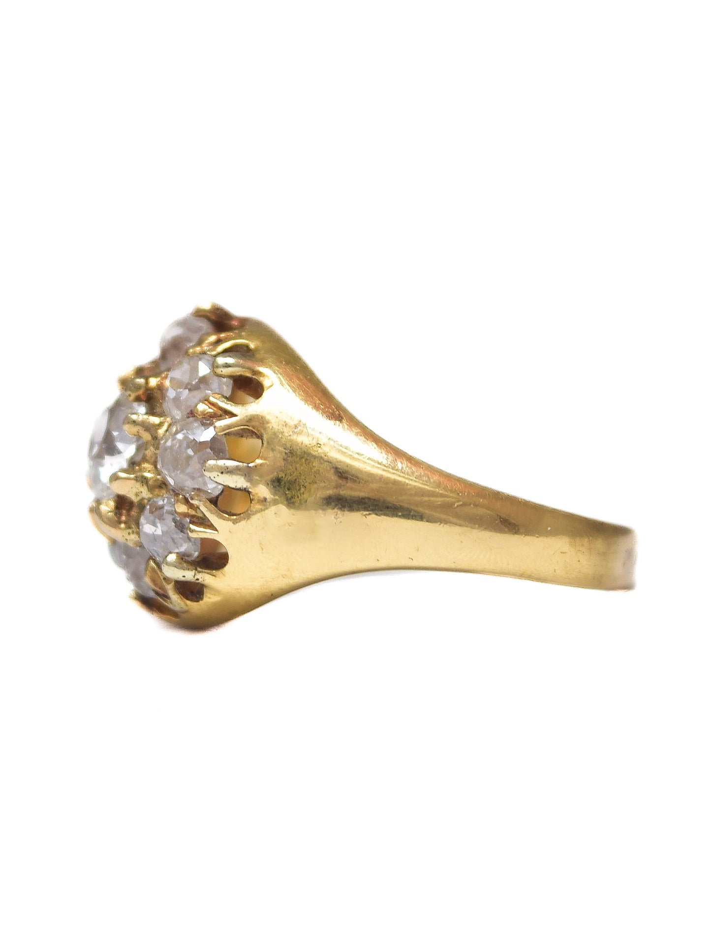 Antique 18K Gold 2.25 CTW Diamond Cluster Ring