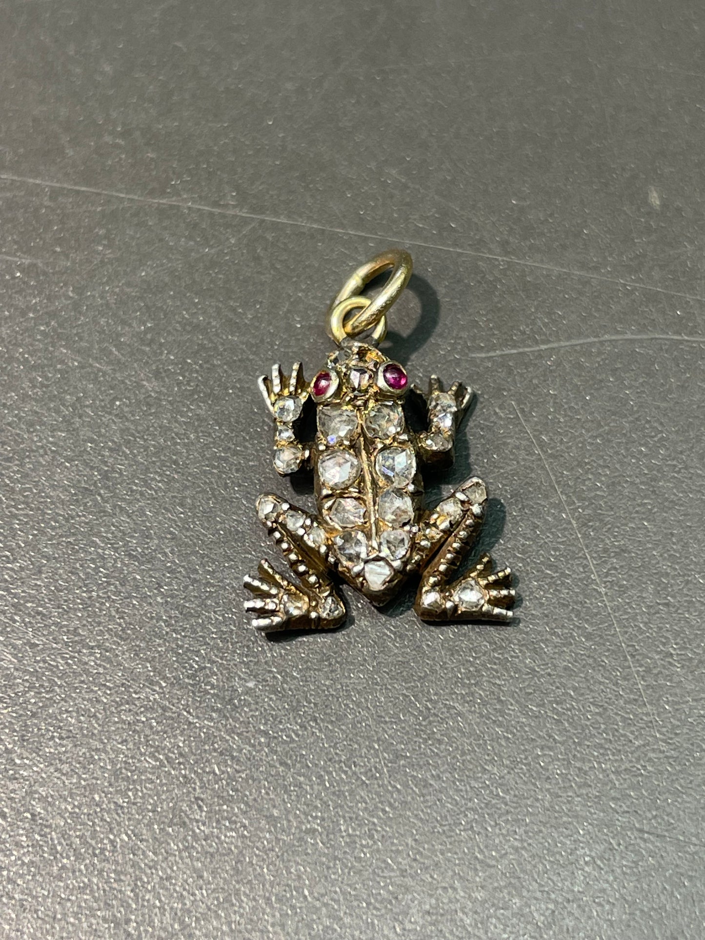 Antique 14K Gold 0.52 CTW Rose Cut Diamond Frog Charm