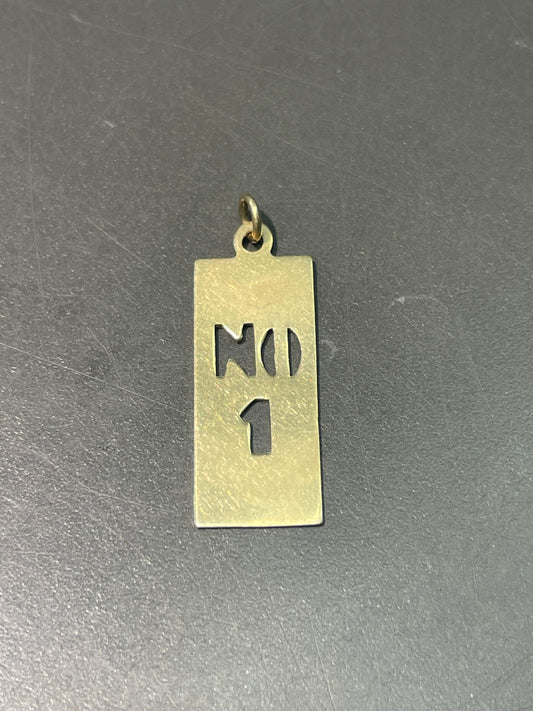 复古 14K 黄金 1 号狗牌吊坠