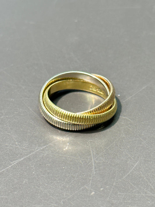 Cartier 18K Gold Trinity Ribbed Rolling Band Ring SZ 3