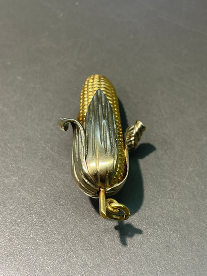 Vintage 18K Bi-Tone Gold Large Ear of Corn Pendant