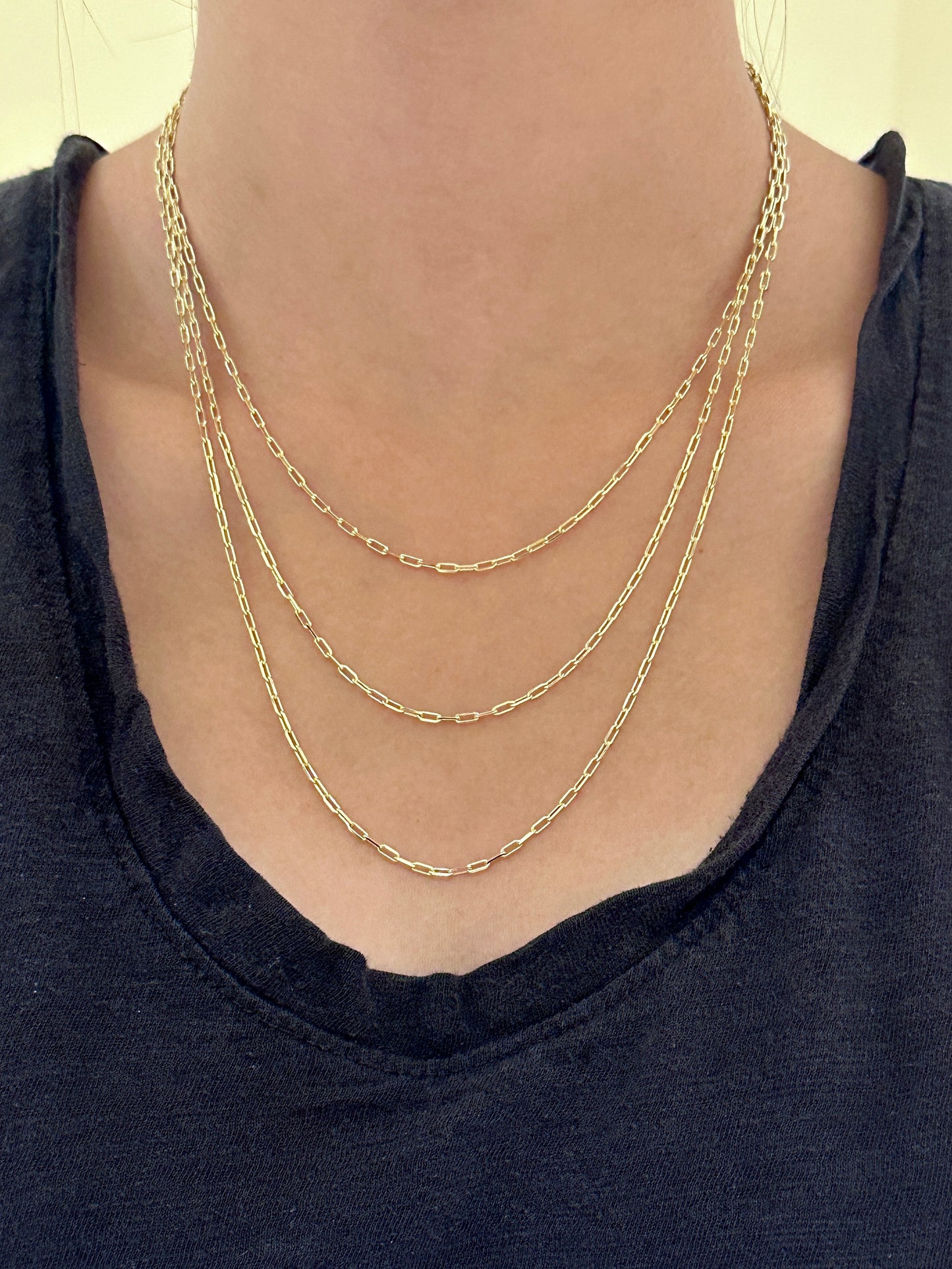 14K Gold Mini Paper Clip Chain Necklaces