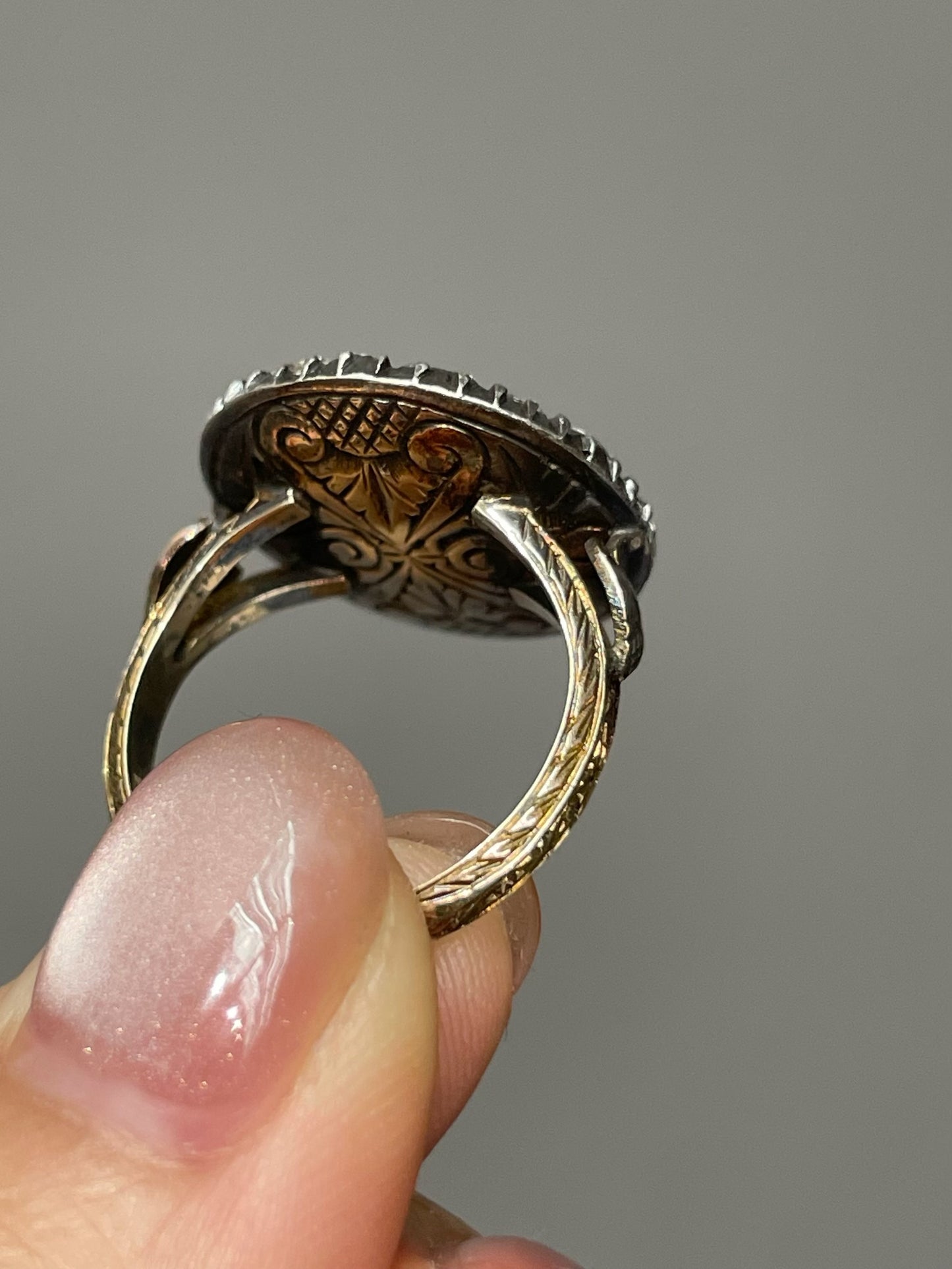 Antique Georgian 18K Yellow Gold Topped Silver 2.25 CTW Rose Cut Diamond Cobblestone Cluster Ring