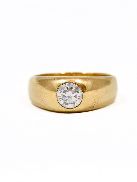 Antique 14K Yellow Gold 0.75 CTW Diamond Gypsy Ring