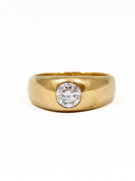 Antique 14K Yellow Gold 0.75 CTW Diamond Gypsy Ring