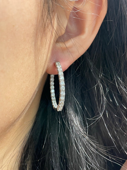 Platinum 4.0 CTW Diamond 30.0 mm Inside Out Hoop Earring