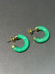 14K Yellow Gold Natural Green Jade Hoop Earrings