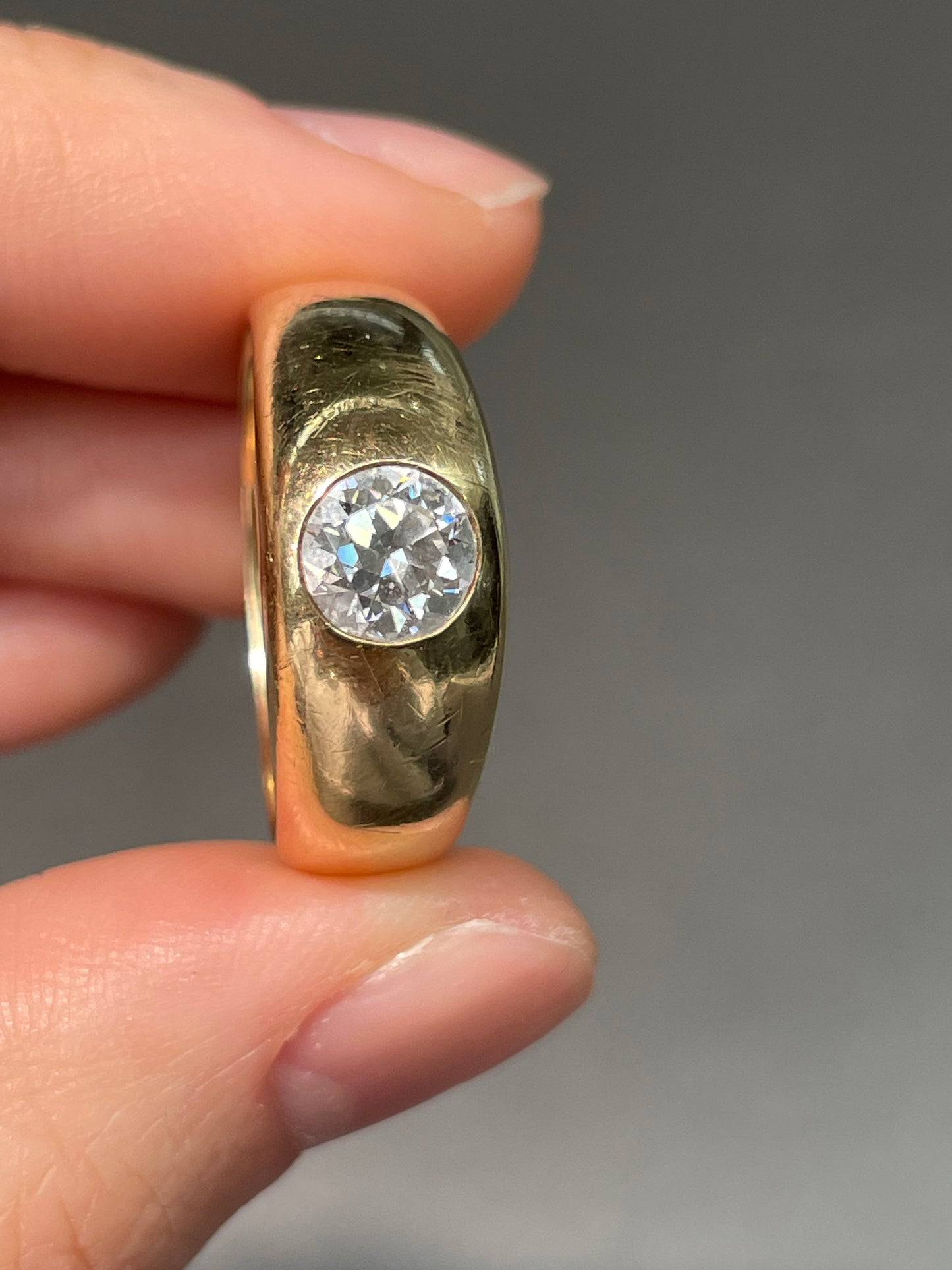 Antique 14K Yellow Gold 0.75 CTW Diamond Gypsy Ring