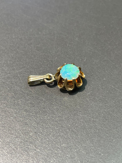 Antique 14K Yellow Gold Opal Buttercup Charm Pendant