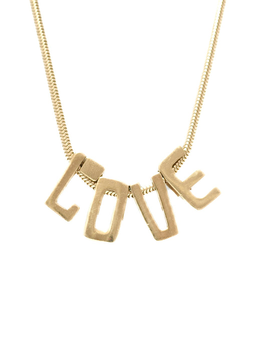 Vintage 14K Gold “LOVE” Slide Charm Necklace