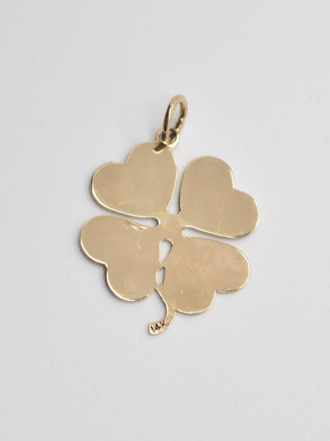 Vintage 14K Gold Large Clover Pendant