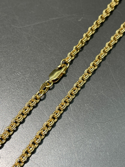 14K Gold 3.5 mm Textured Rollo Necklace
