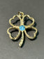 Vintage XL 14K Gold Topaz Flour Leaf Clover Charm