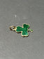 Vintage 14K Gold Green Enamel Three Clover Charm