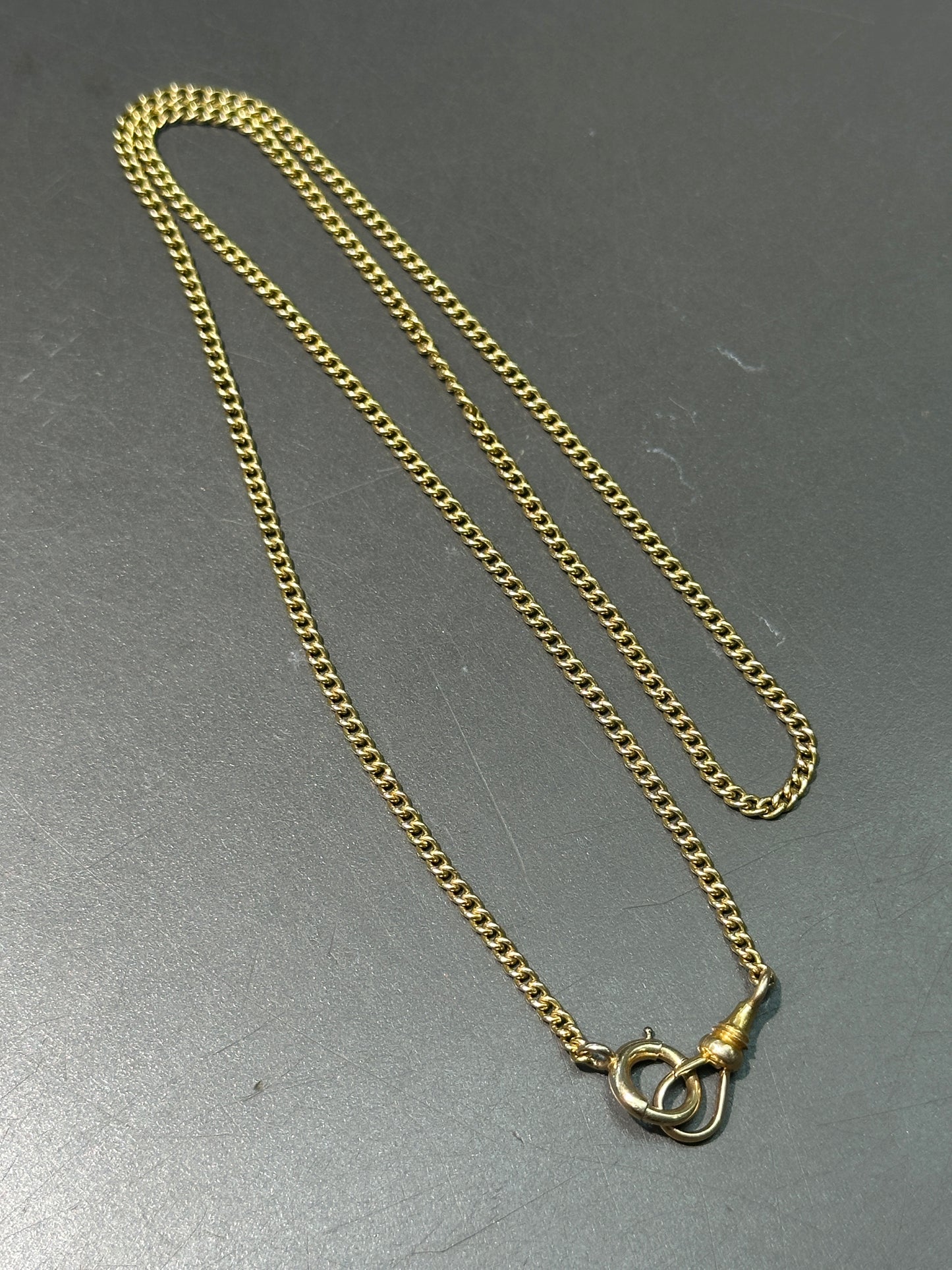 Vintage 14K Yellow Gold Curb Link Watch Chain Necklace 18.0 inch