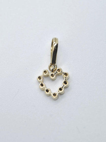 Pendentif coeur ouvert vintage en or 18 carats et diamants