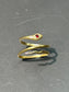 Vintage Italian 18K Gold Garnet Paste Coiled Snake Ring