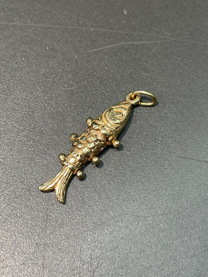Vintage 14K Yellow Gold Small Articulating Fish Charm Pendant