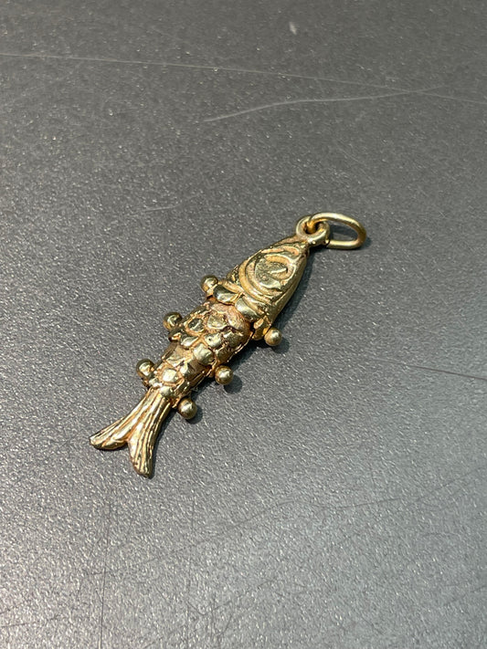Vintage 14K Yellow Gold Small Articulating Fish Charm