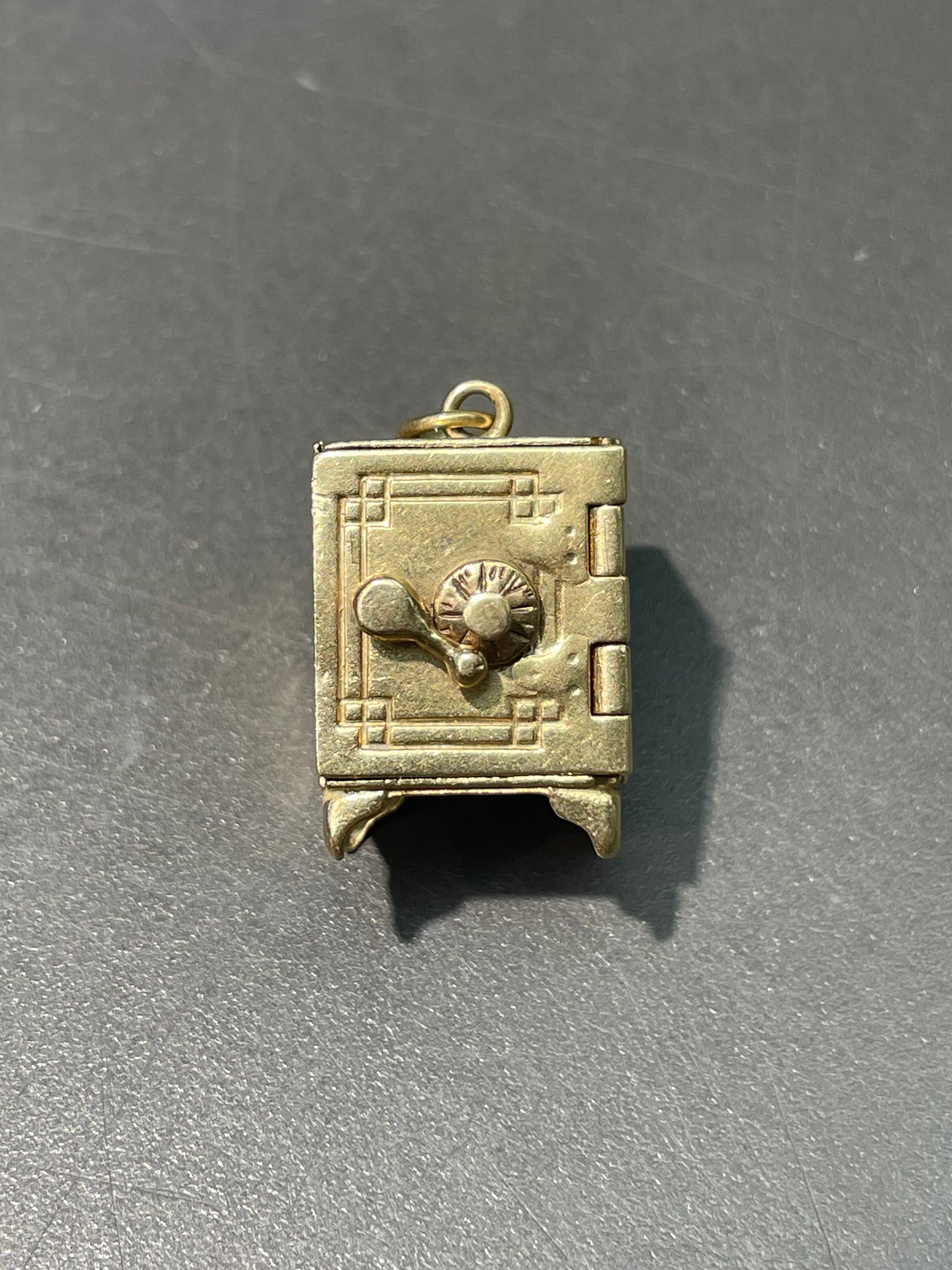 Vintage 14K Yellow Gold Articulating Safe Charm Pendant