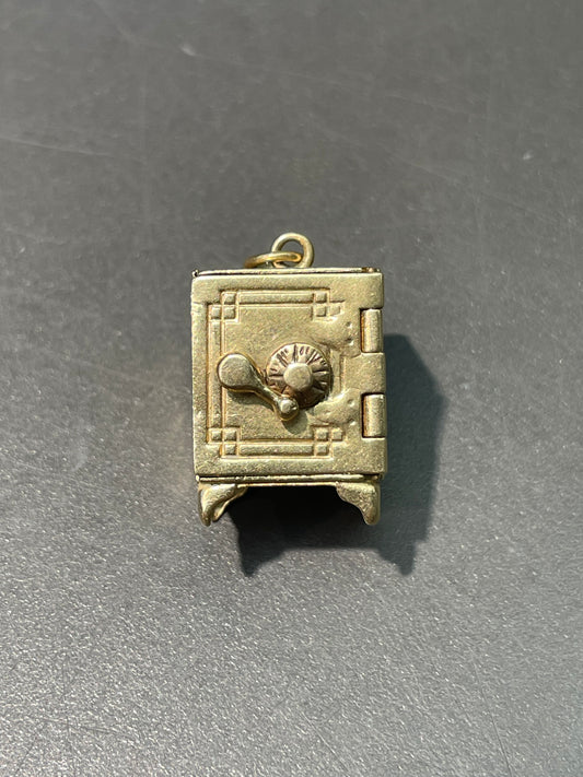 Vintage 14K Yellow Gold Articulating Safe Charm Pendant