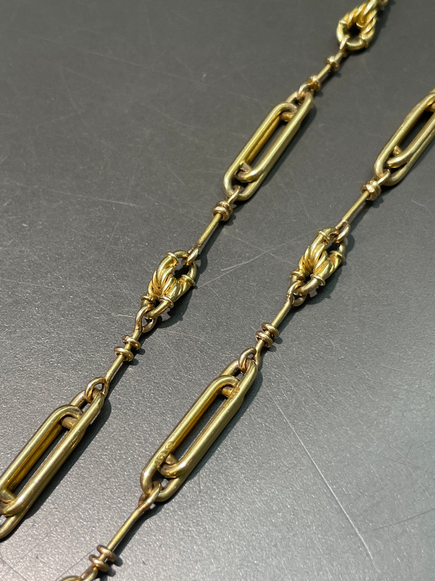 装饰艺术 14K 金双色图案 Albert 表链项链