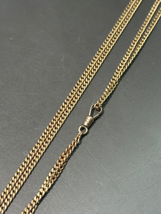 复古 14K 黄金链环 Longuard 表链项链