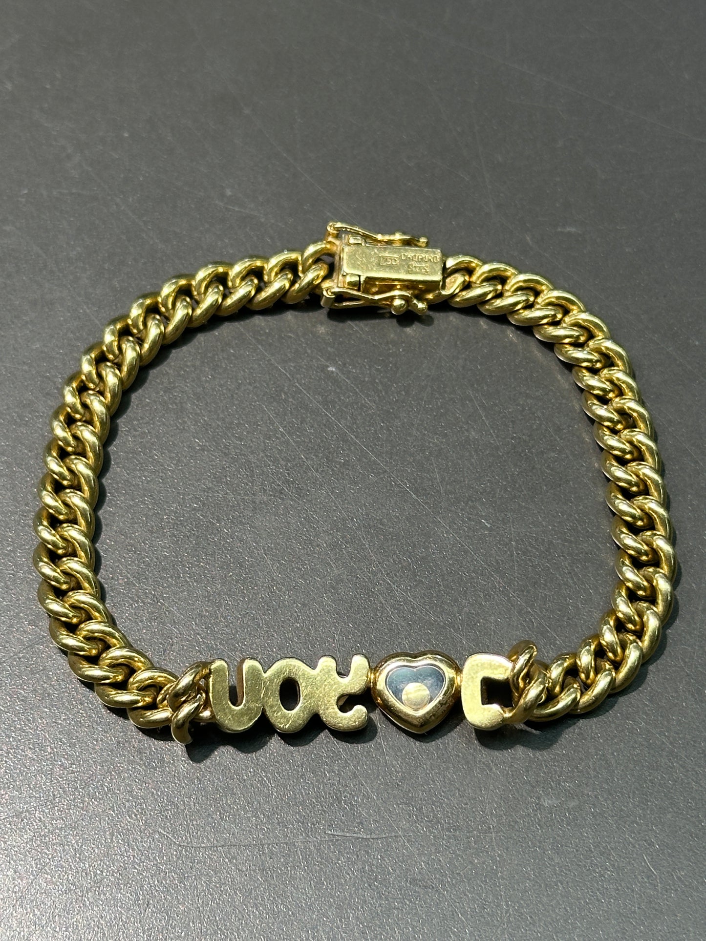 Chopard 18K 黄金 0.39 CTW Happy Diamonds 我爱你 链式手链