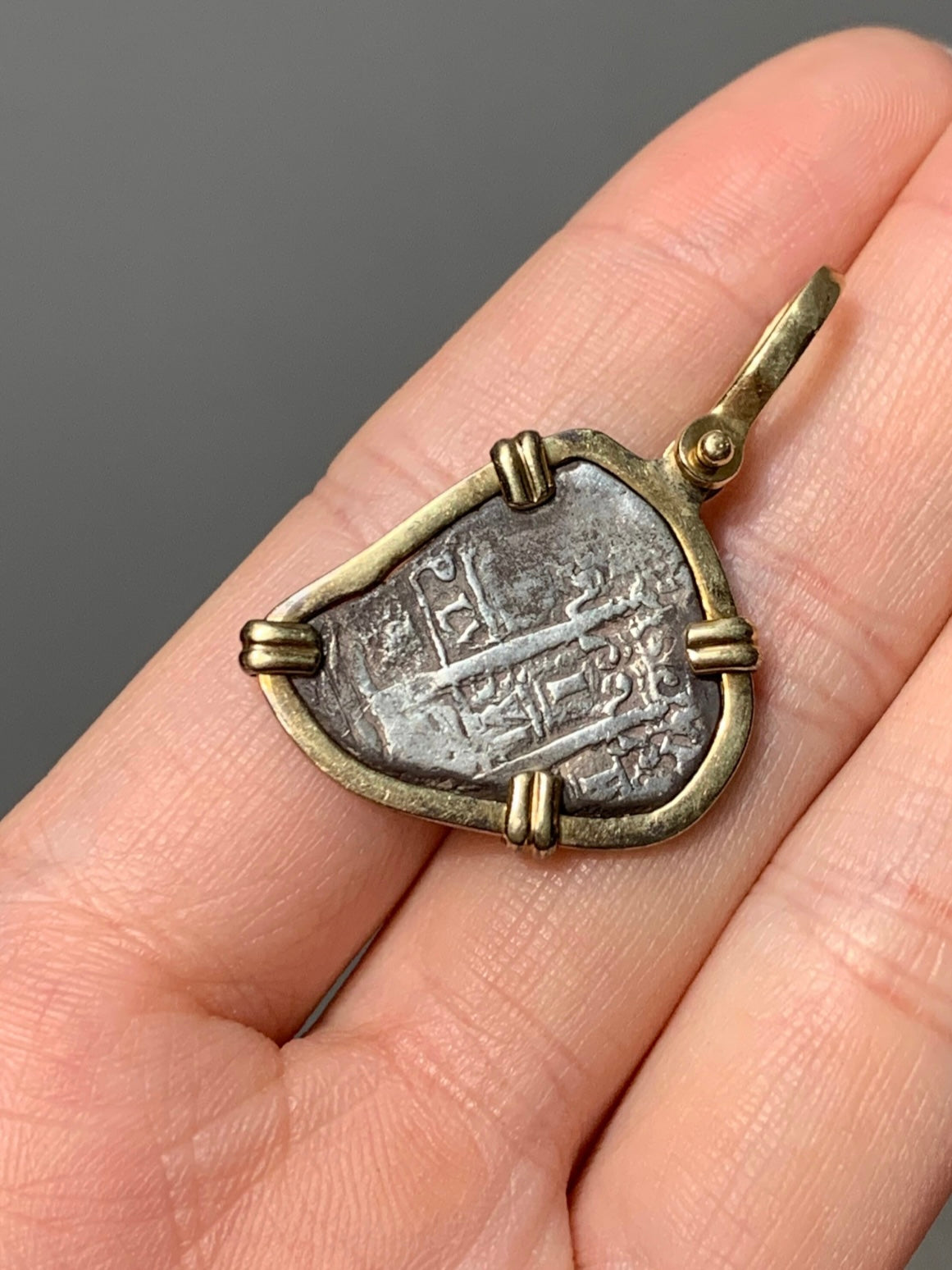 复古 14K 金古董硬币吊坠