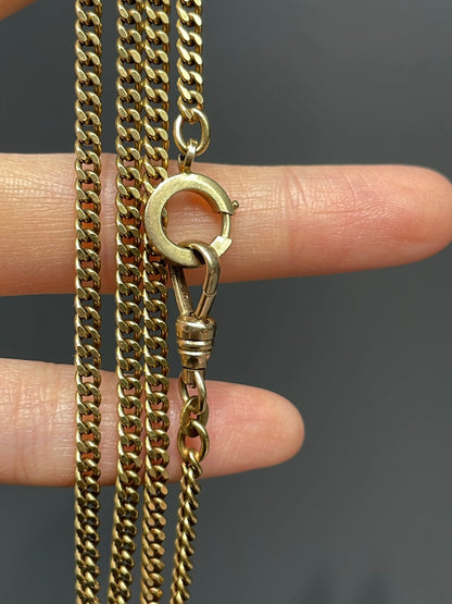 Vintage 18K Yellow Gold 3.0 mm Curb Link Watch Chain 21.0 inch