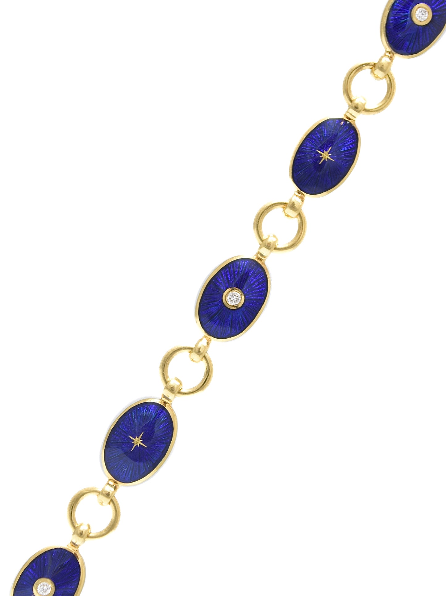 Faberge 18K Gold Diamond Guilloche Enamel Link Bracelet
