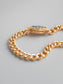 Antique French 18K Gold Sapphire Diamond Curb Link Bracelet