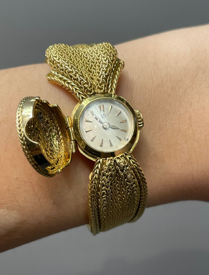 French 18K Gold UTI Hidden Bow Watch 7.0 inch