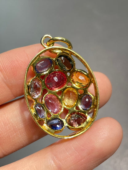18K Gold Multi-Sapphire Pendant
