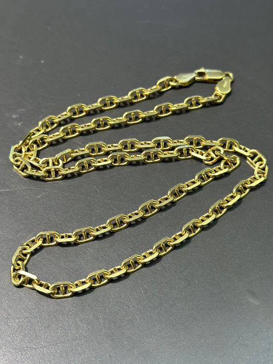 14K Gold Faceted Angular Anchor Chain Necklace 20.0 inch