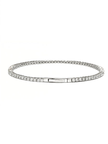 14K White Gold 2.60 CTW Diamond Flex Bangle Bracelet