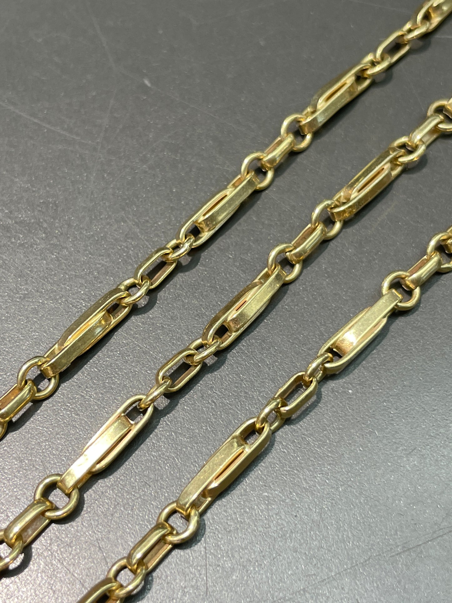 Vintage 14K Gold Fancy Link Watch Chain Necklace
