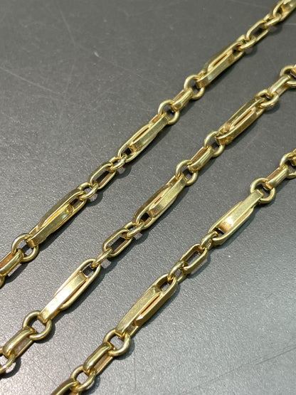 Vintage 14K Gold Fancy Link Watch Chain Necklace