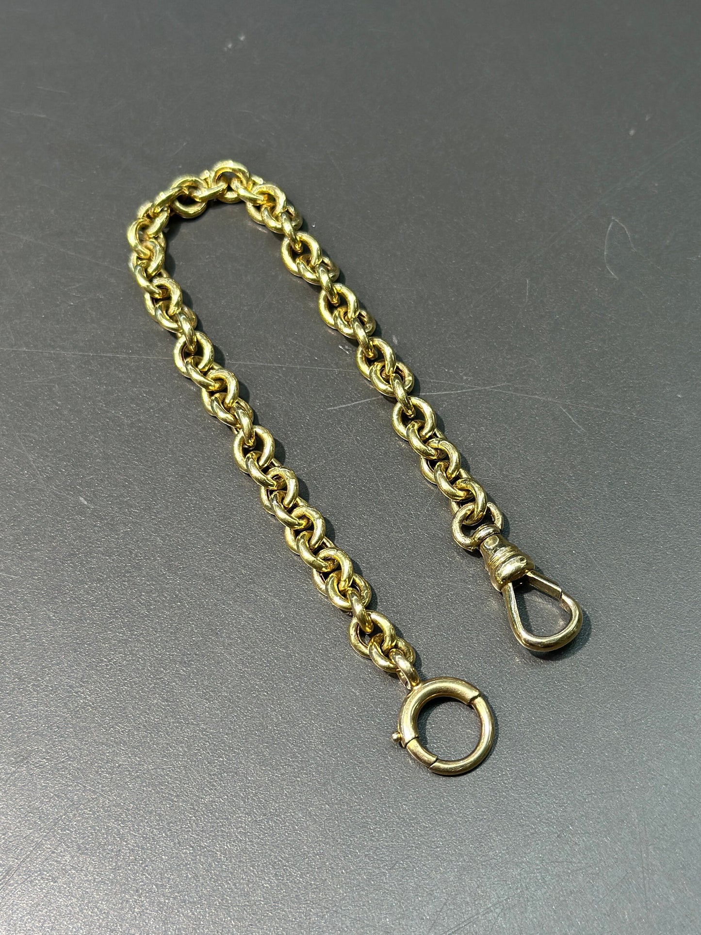 Vintage 18K Gold Oval Link Watch Chain Bracelet 7”