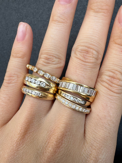 14K 金 0.12 CTW 八石钻石戒指