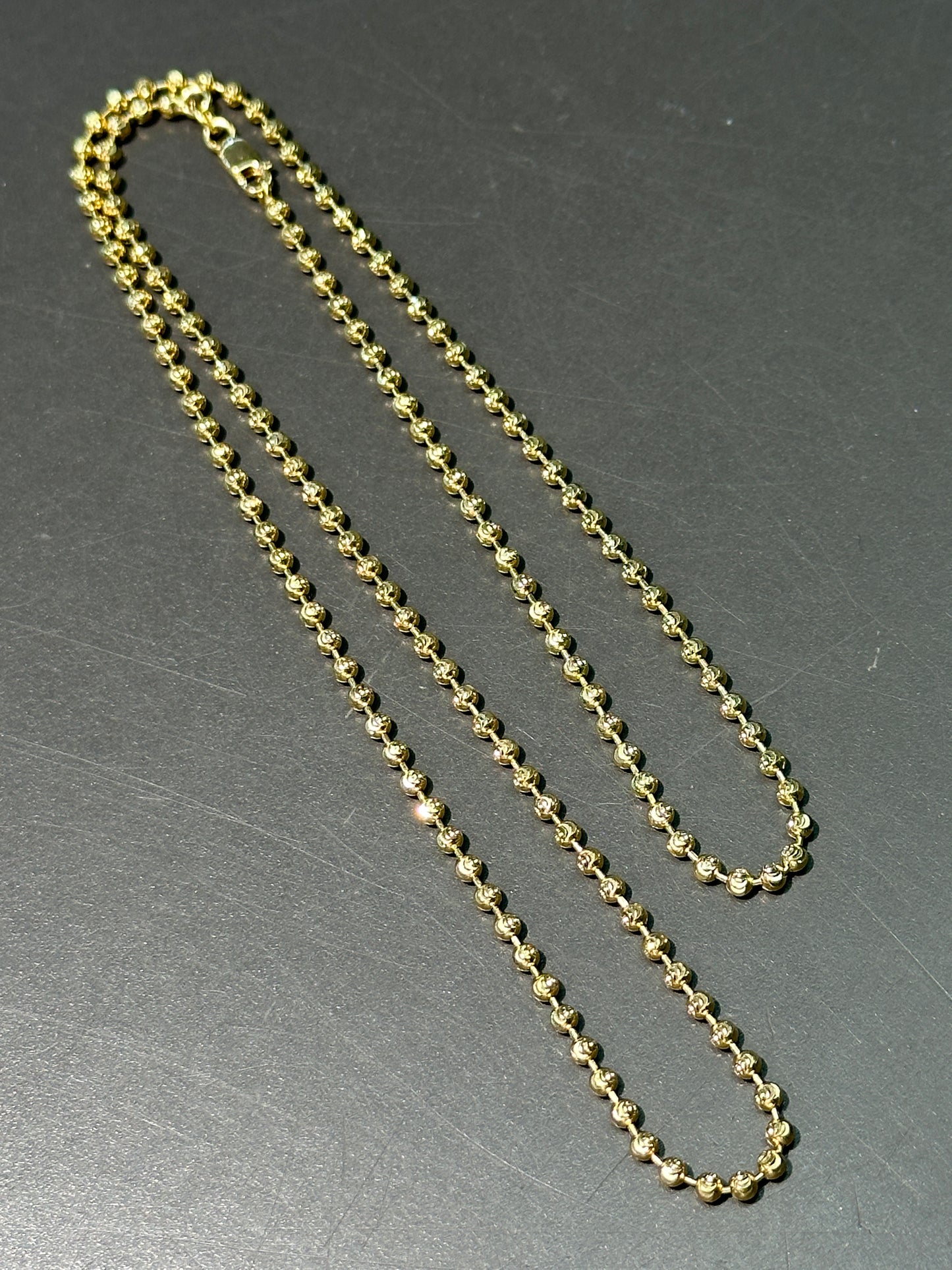 14K 金刻面平珠链项链 20.0 英寸