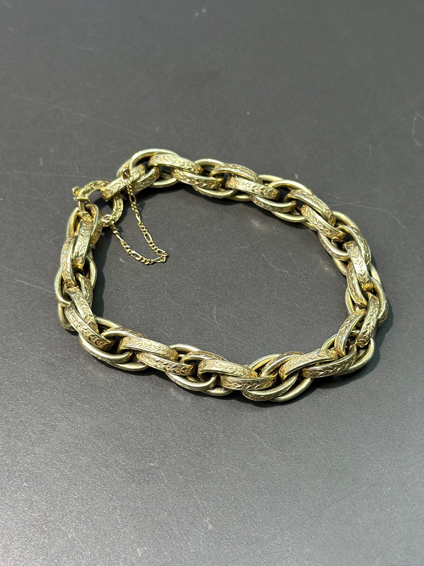 Bracelet à maillons de chaîne à motif en or 14 carats italien victorien antique