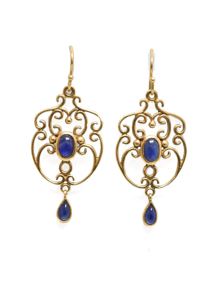 14K Yellow Gold Sapphire Motif Earring