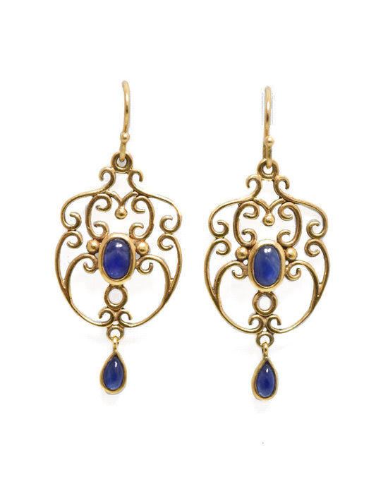 14K Yellow Gold Sapphire Motif Earring
