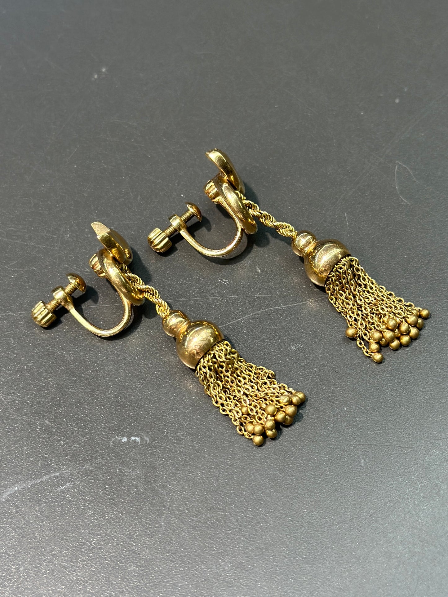 复古 18K 金流苏耳环