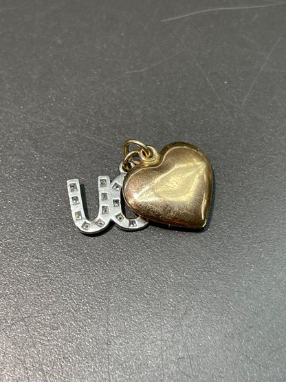 Vintage 14K Yellow Gold Diamond “Love You” Charm