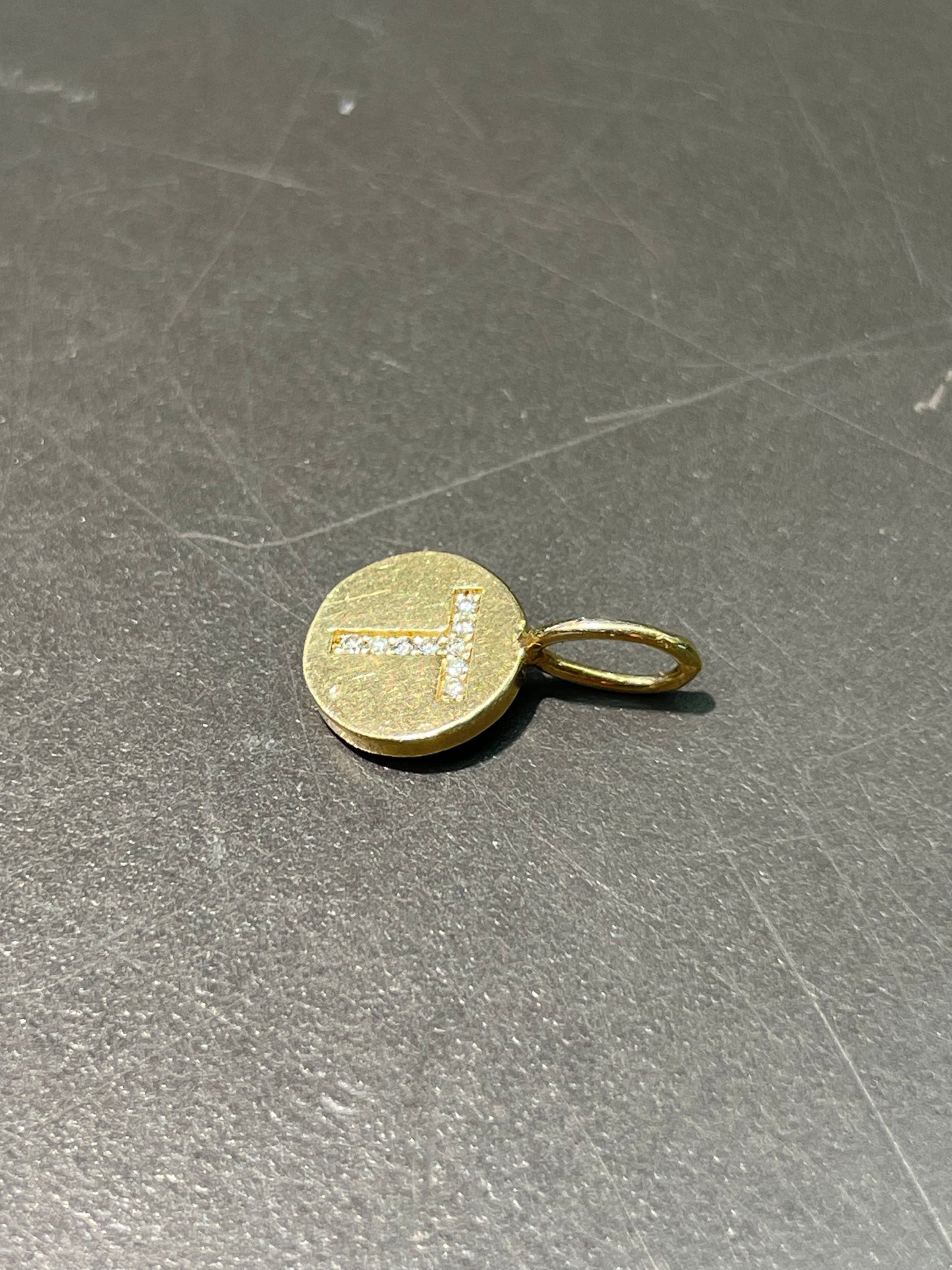 14K Yellow Gold Diamond Letter Charm